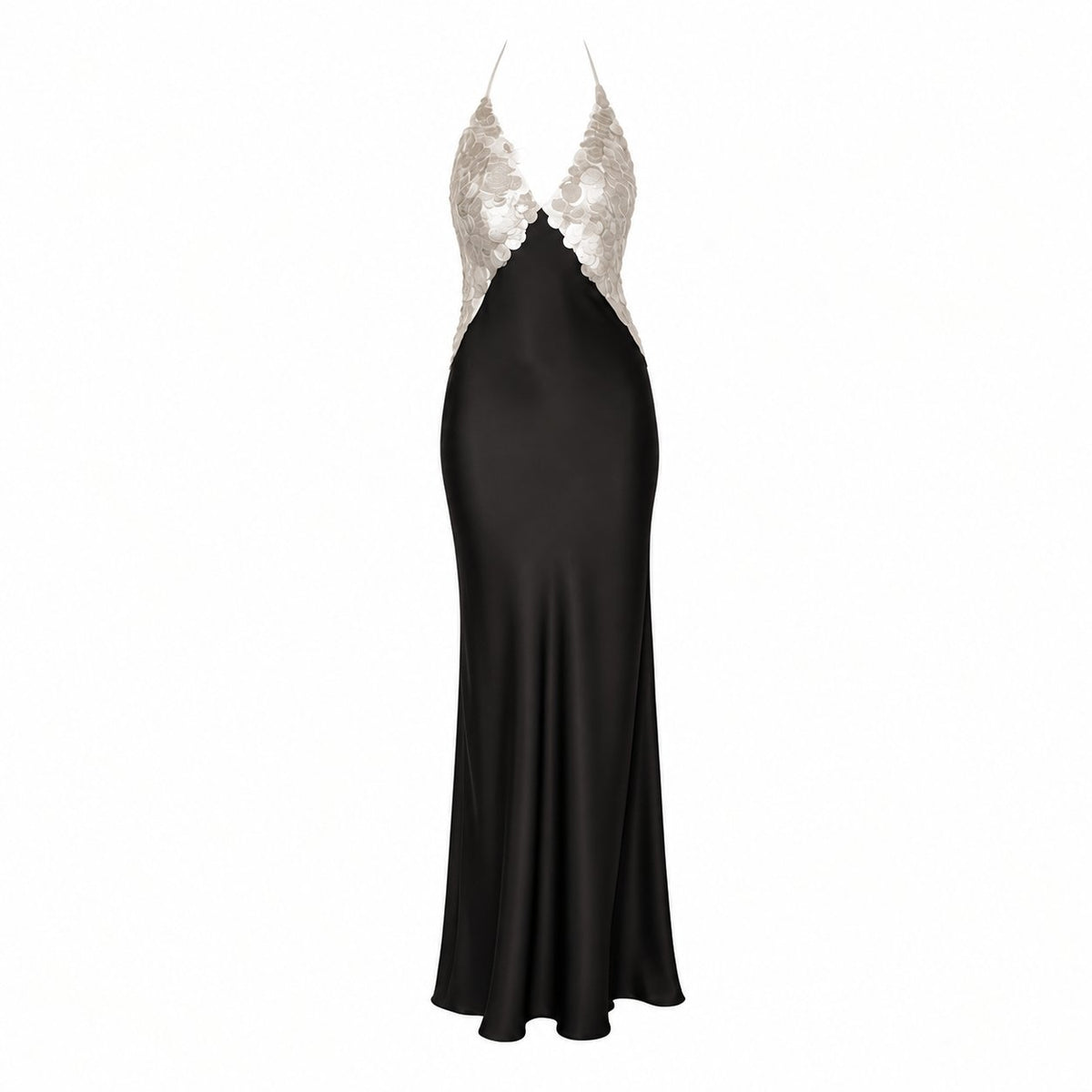 Black and silver, long gown dress