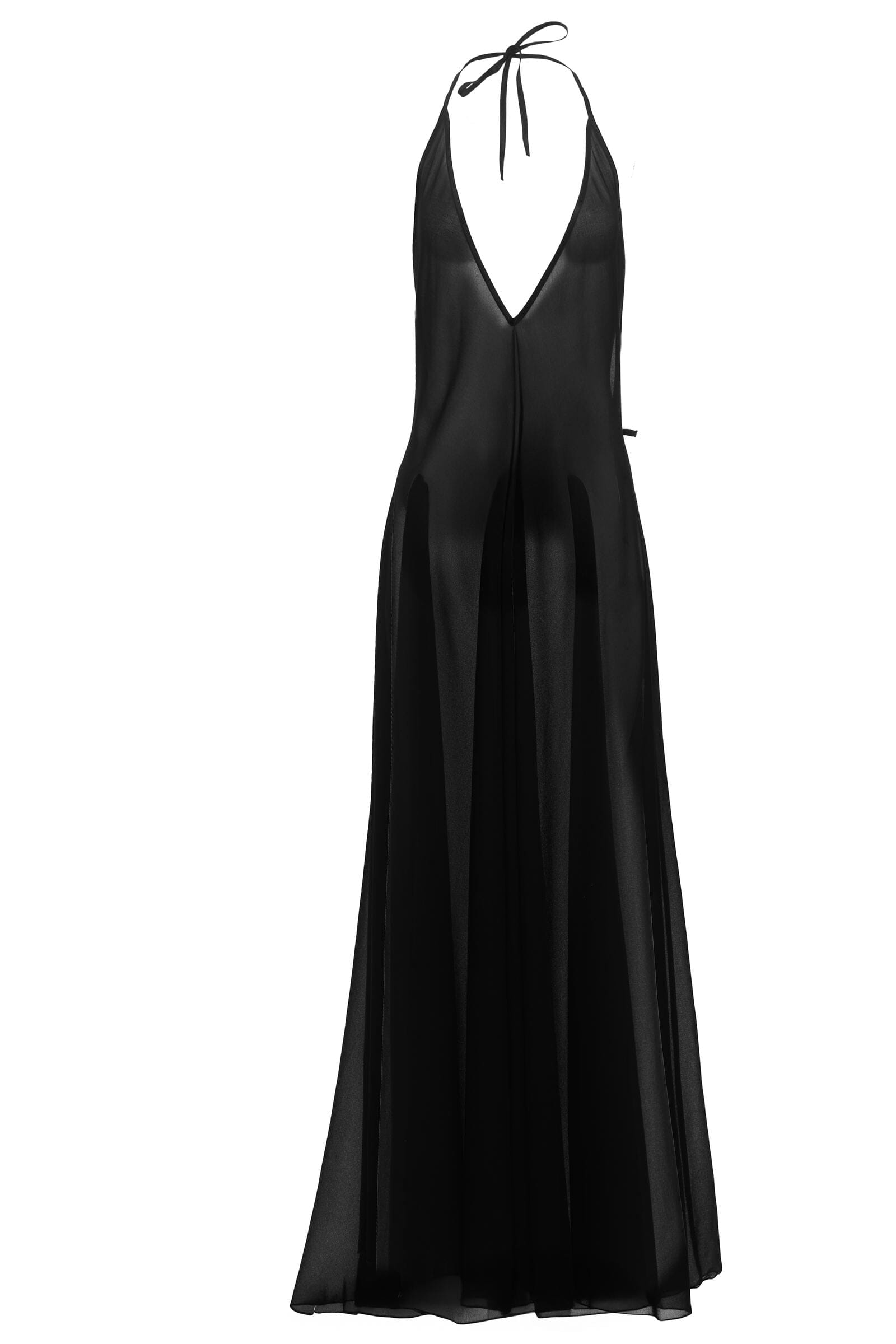Black evening gown on a white background