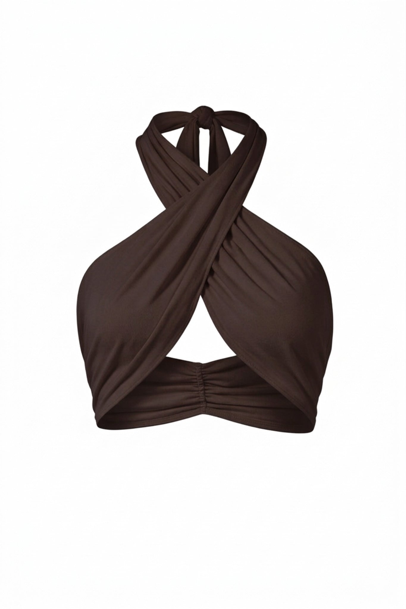 Brown halter top on a white background