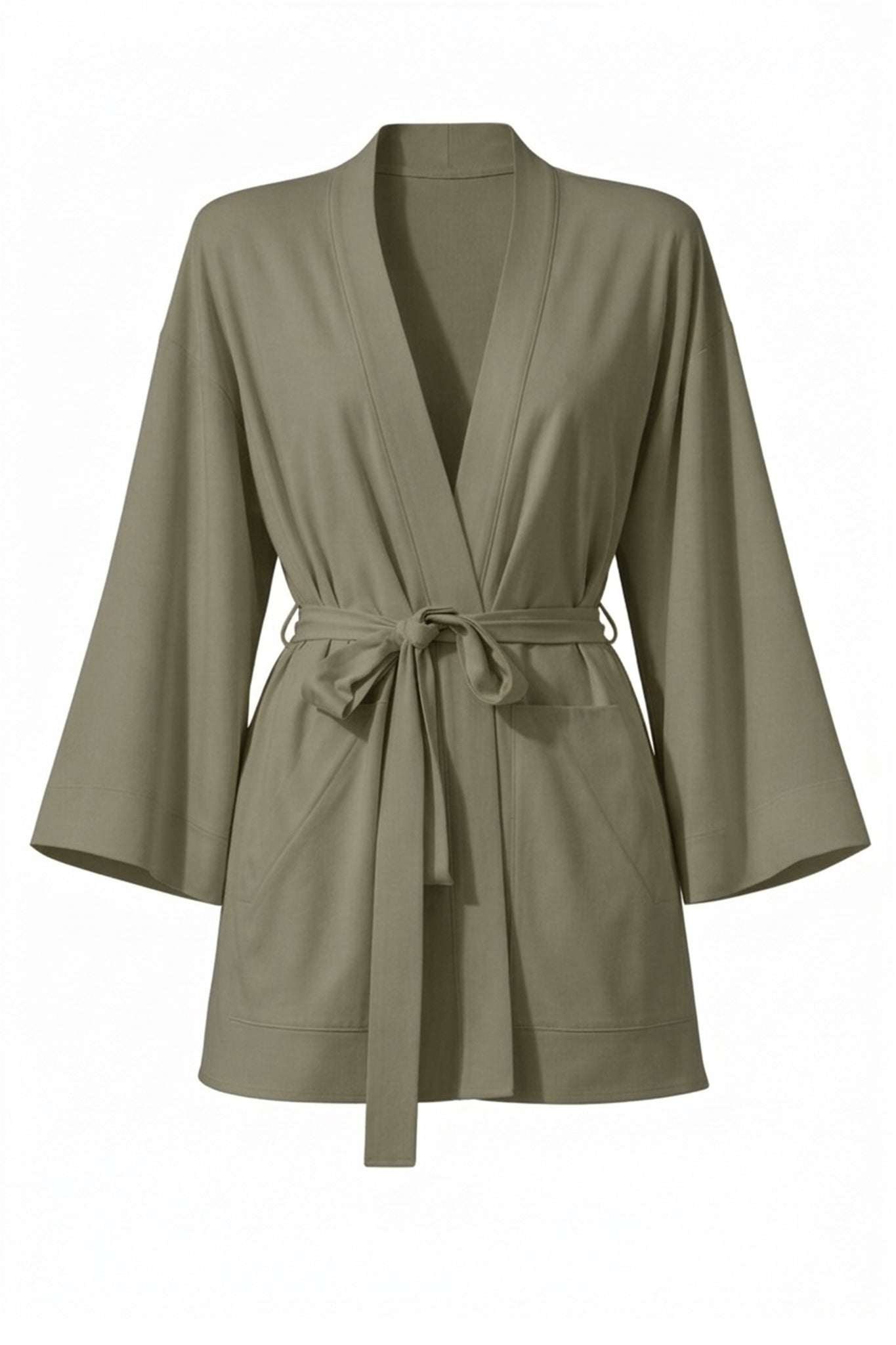 Green robe with a belt on a white background