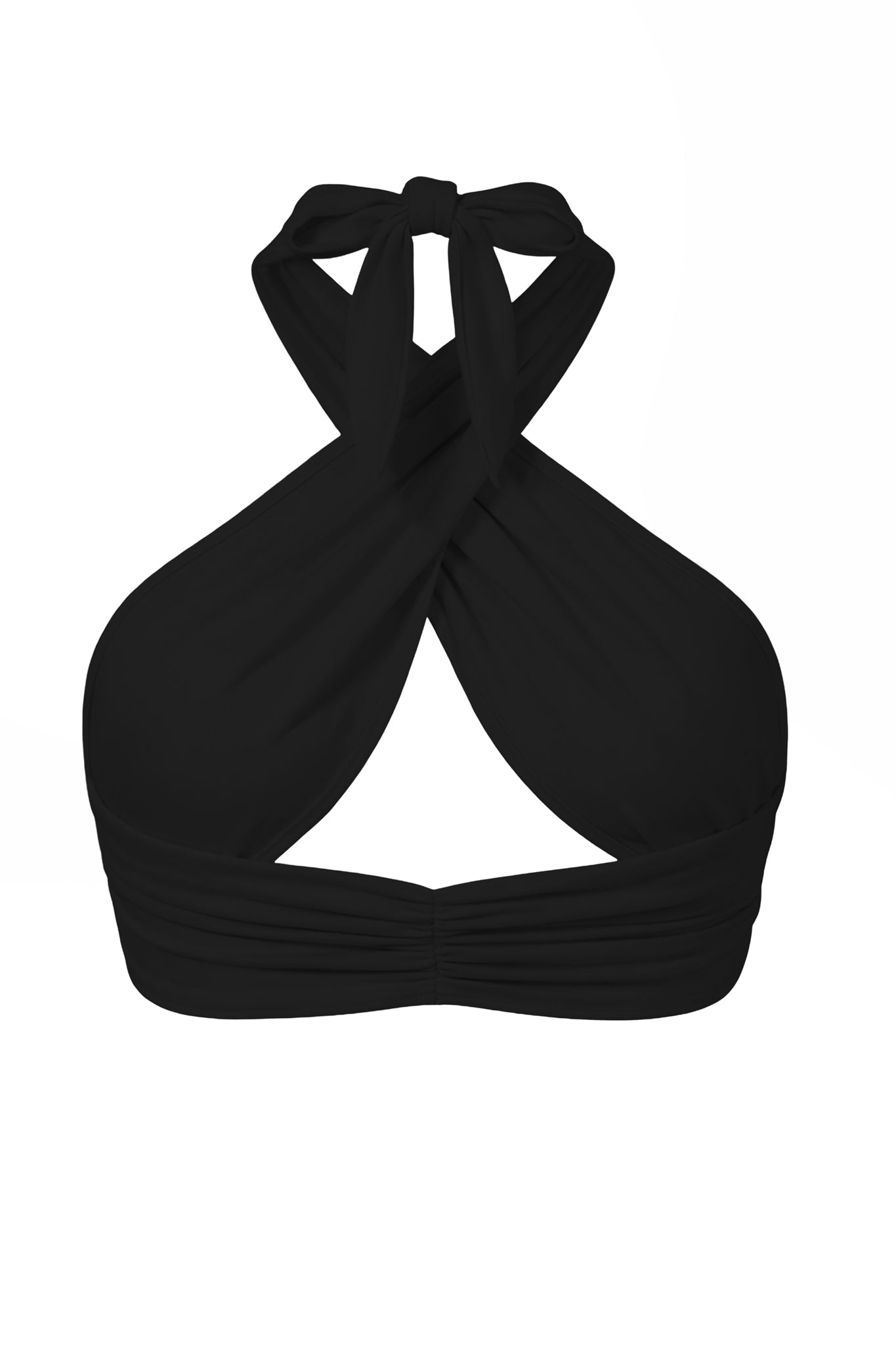 Black halter  top on a white background