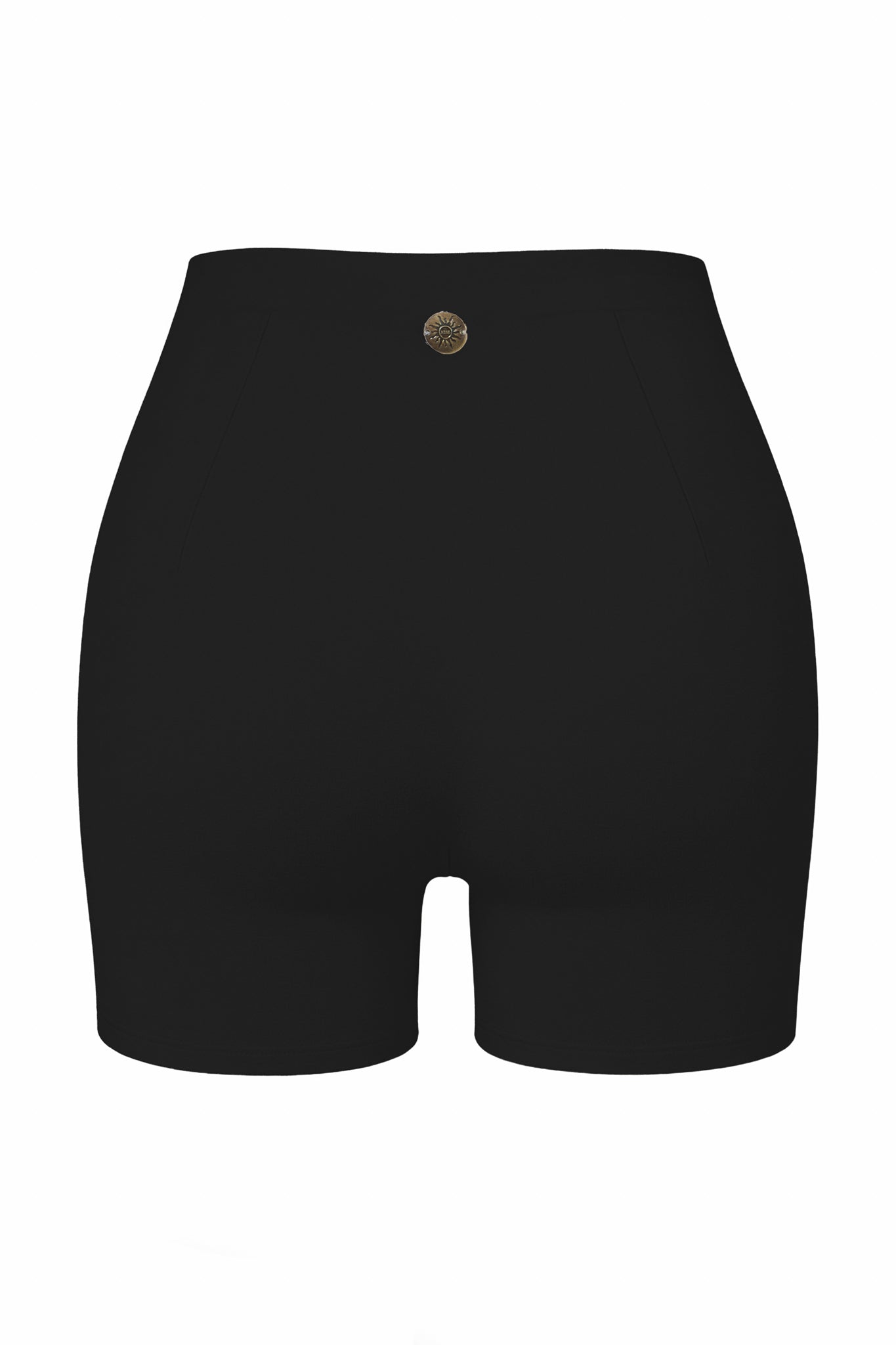 Black shorts with a logo on a white background