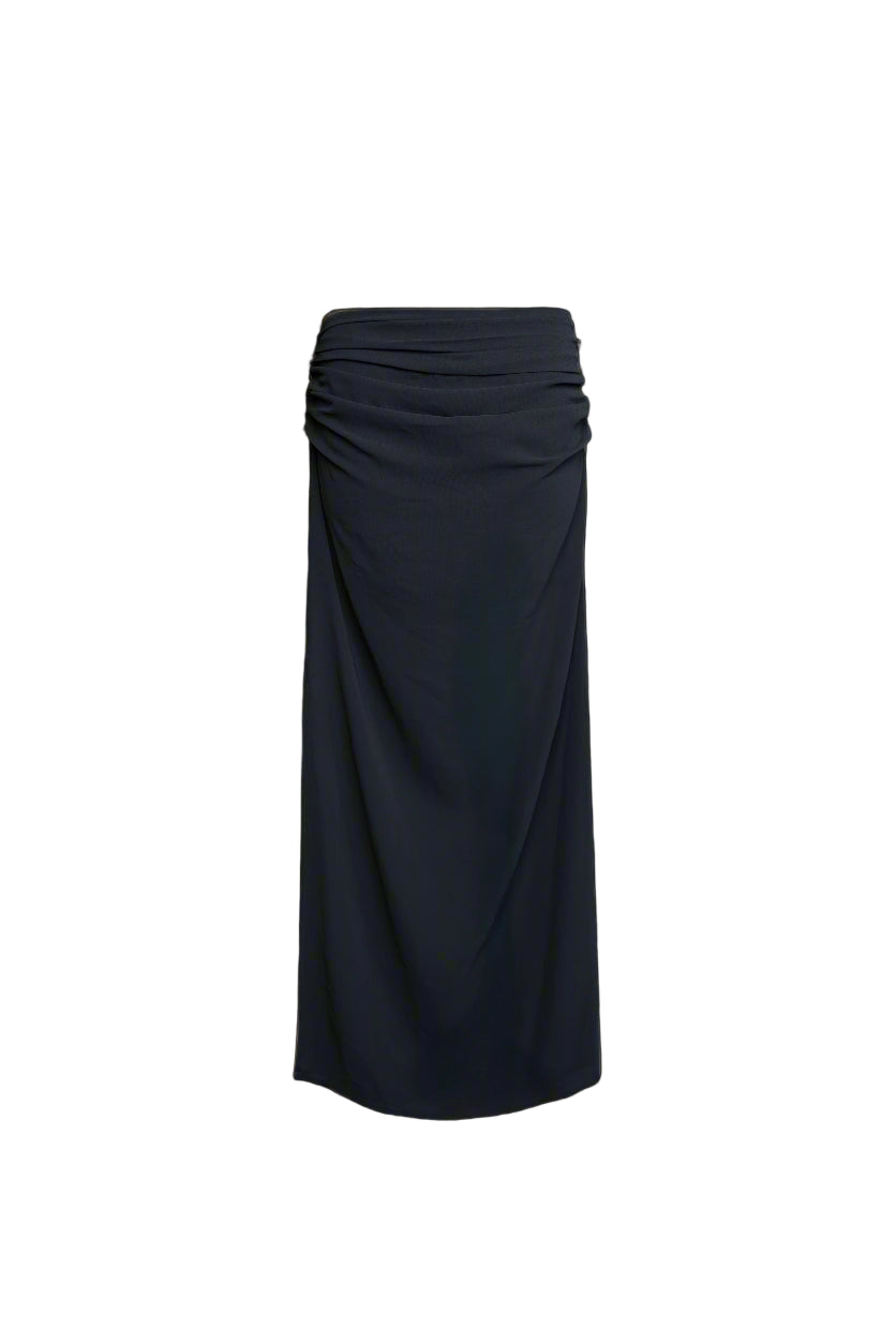 Black draped skirt on a white background