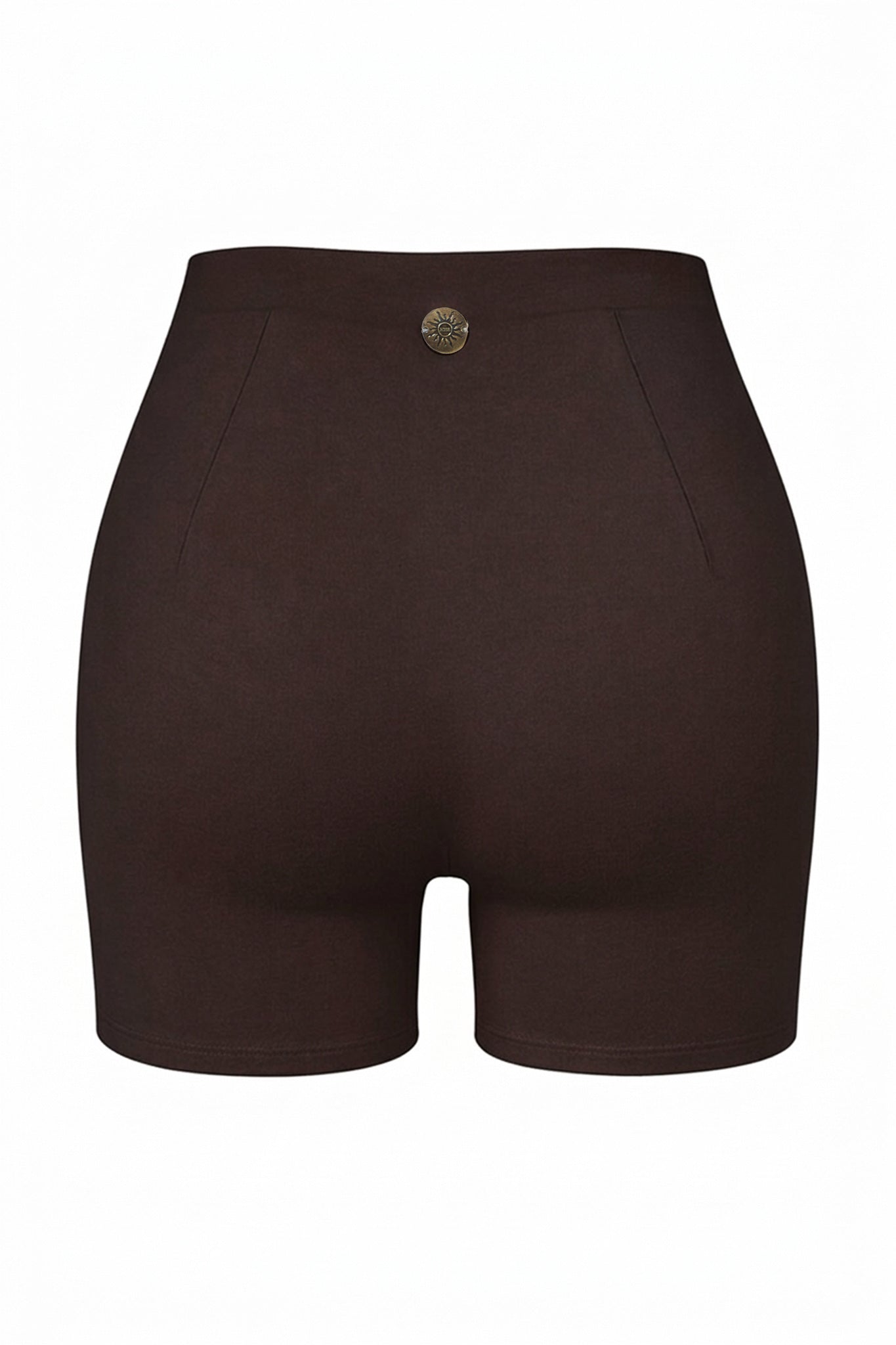 Brown shorts with a logo on a white background