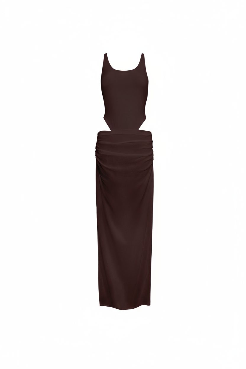 Brown dress on a white background