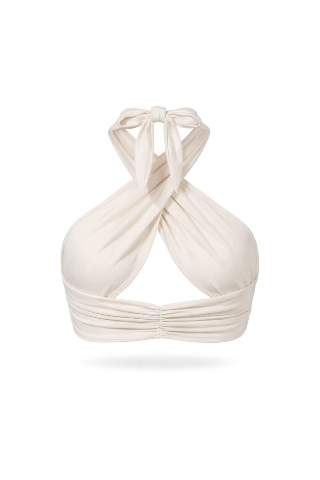 White halter neck top on a white background