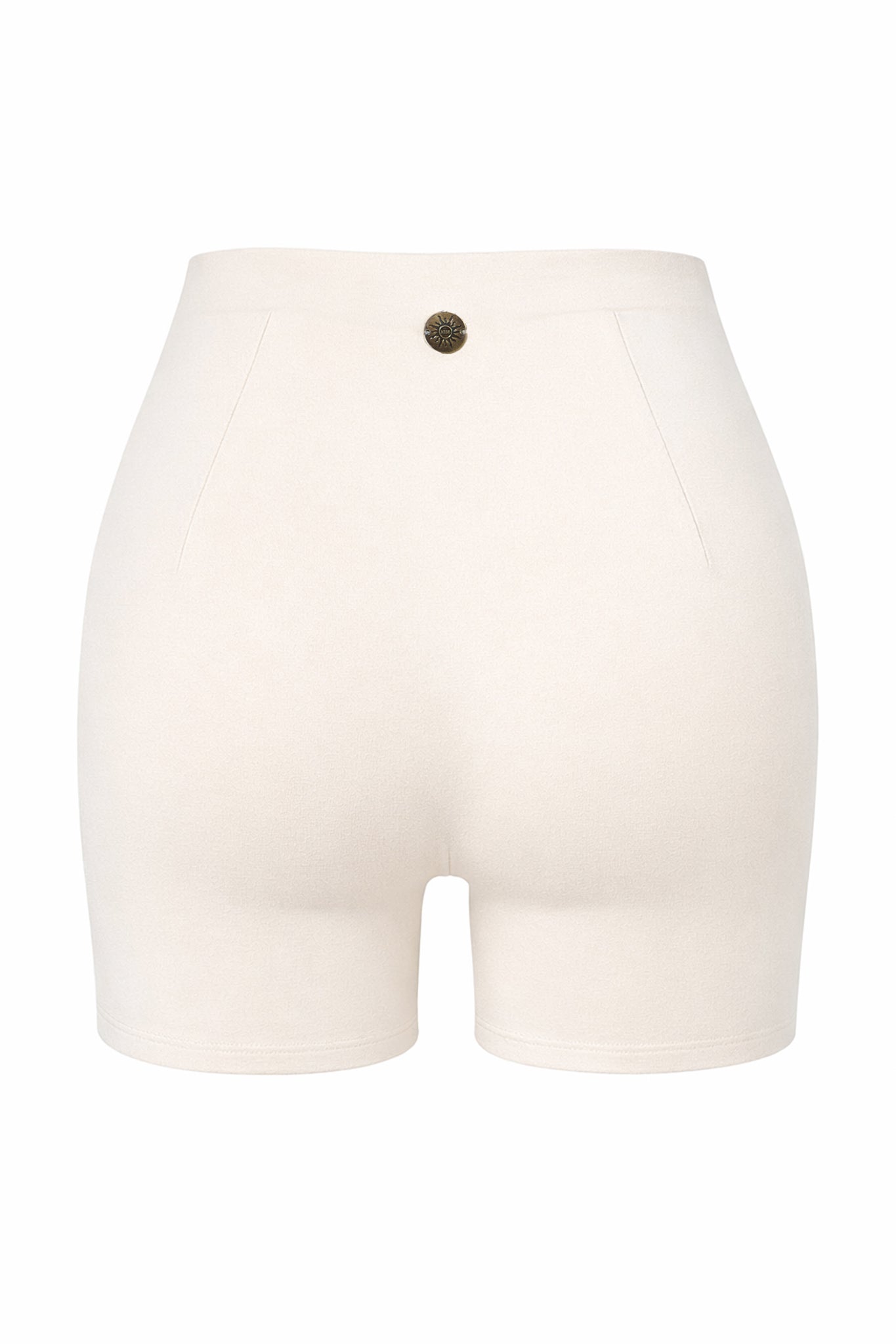 White shorts with a logo on a white background
