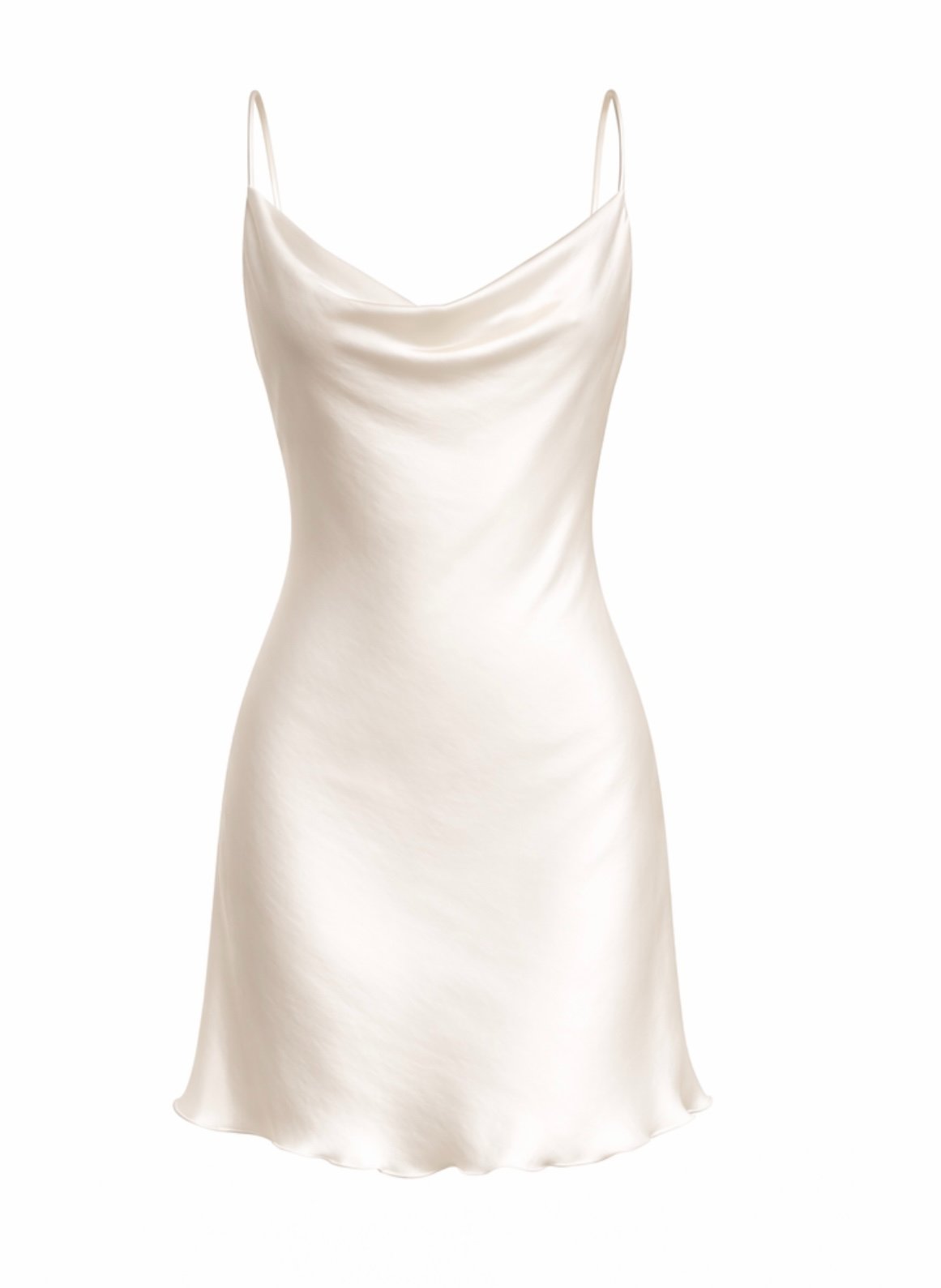 Silky satin slip dress on a white background