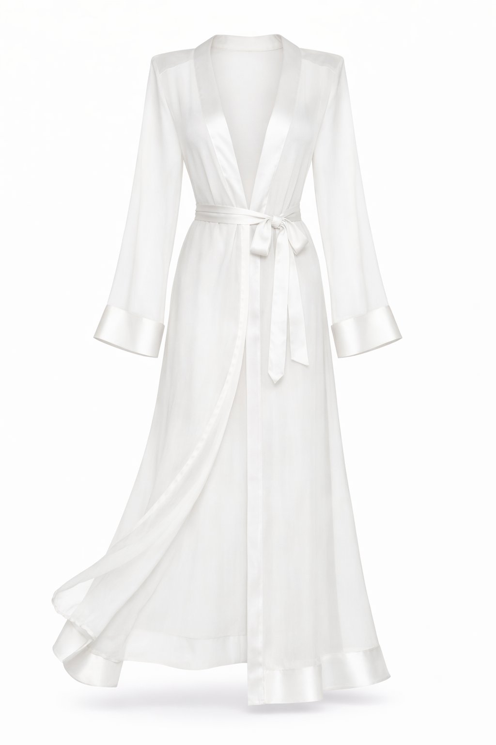 White satin robe on a white background