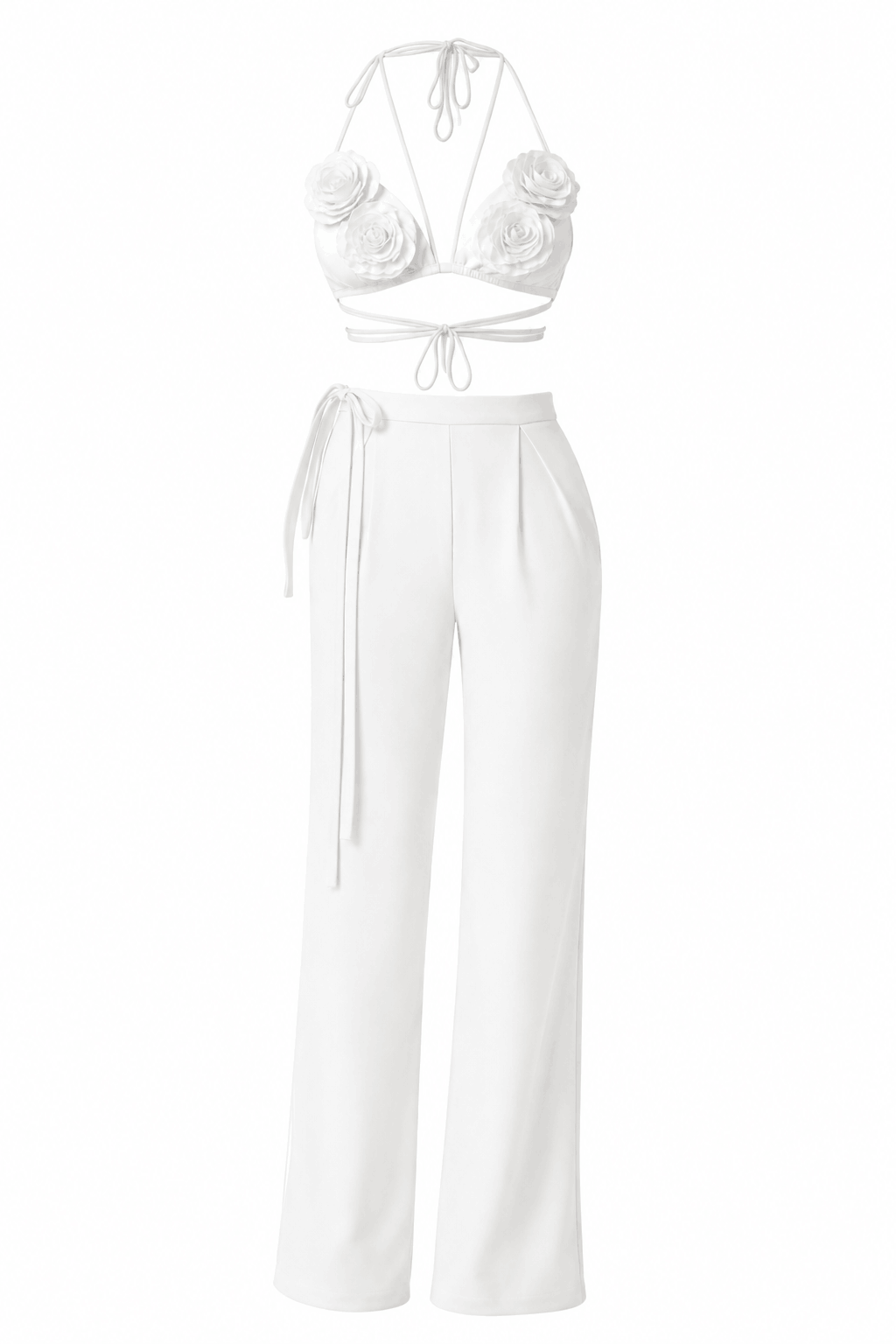 white floral set top with pants
